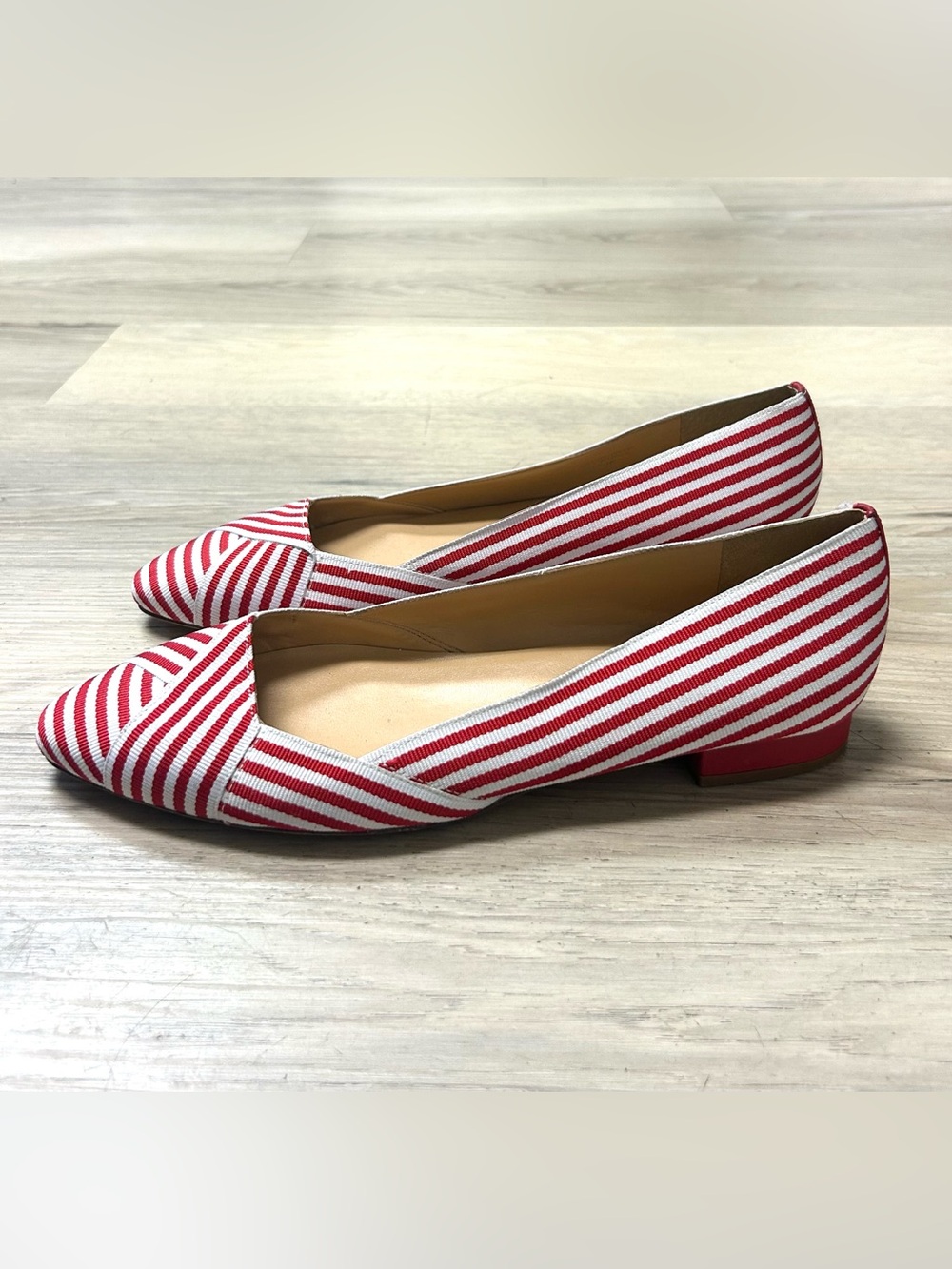 Talbots Ballet Flats Striped Pointed Toe Edison Shoes Sz 9.5 Nautical Coastal